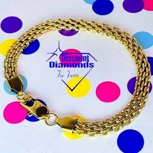 Attractive Hand Made Bracelet in 18K Yellow Gold on Stainless Steel